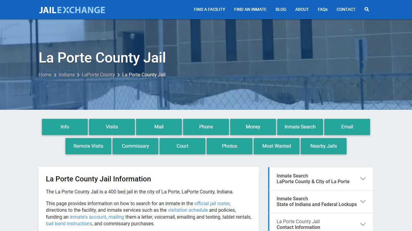 La Porte County Jail, IN Inmate Search, Information