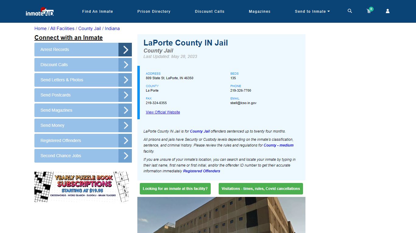 LaPorte County IN Jail - Inmate Locator - LaPorte, IN